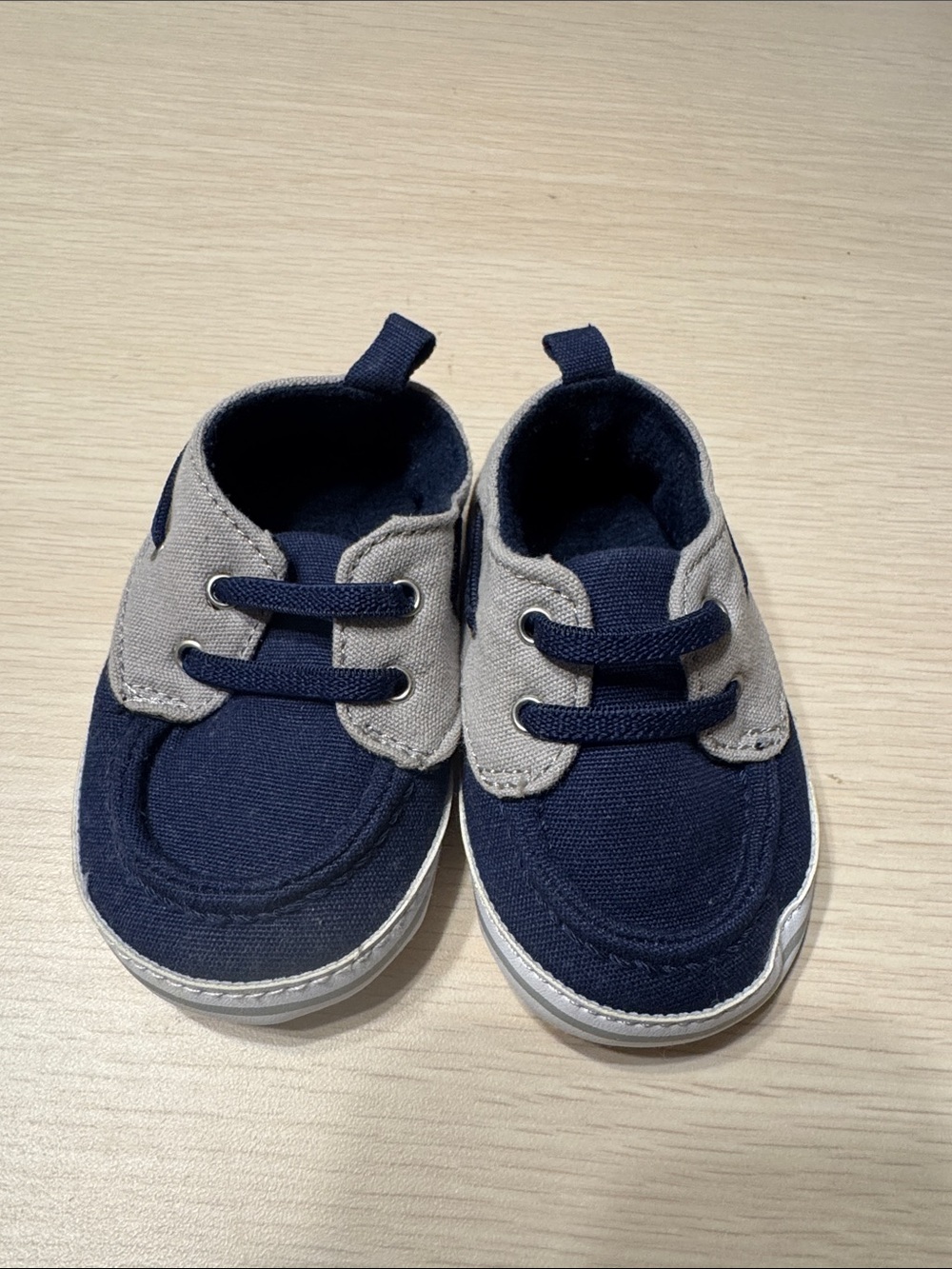 child of mine Navy and Gray Canvas Baby Walker Shoes
